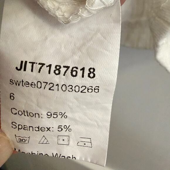 Cropped Ribbed Boxy White Tshirt Womens L with Stretch Top Casual - Picture 5 of 6